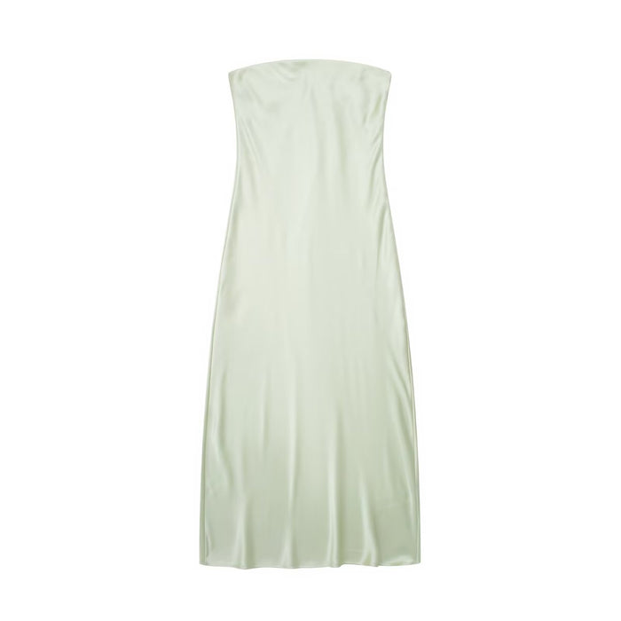 Color-Light Green-Spring Women Casual Silk Satin Texture Tube Dress-Fancey Boutique