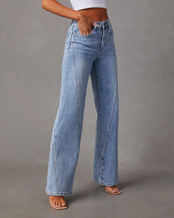 Loose Stitching Wide Leg Women Jeans Women-Fancey Boutique