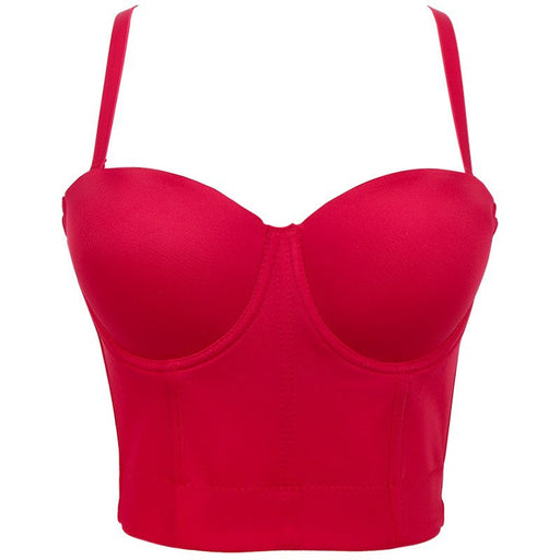 Color-Red-Backless Tube Top Solid Color Bra Small Sling Detachable Shoulder Strap Shaping Short Dancing Lady Wrapped Chest-Fancey Boutique