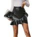 Color-Black-Women Clothing Fishtail A Line High Waist Package Hip All Matching Faux Leather Skirt-Fancey Boutique