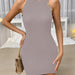 Color-Gray-Summer Women Sexy Button off Shoulder Slim Sheath Dress-Fancey Boutique