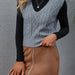 Color-Gray-Autumn Winter Hemp Pattern V neck Vest Sleeveless Sweater-Fancey Boutique