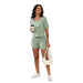 Summer Casual Exercise Suit Solid Color U Collar Short Sleeve Shorts Women Clothing-Light Green-Fancey Boutique