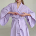 Color-Purple-Autumn Light Luxury Waffle Loose Long Robe Hotel Bathrobe French Purple Women Homewear-Fancey Boutique