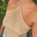 Color-Summer Knitted Camisole Irregular Asymmetric Halter Sexy Slim Fit Backless Top-Fancey Boutique