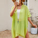 Seaside Blouse See Through Sexy Tassel Thin Cape Solid Color Travel Sun Protection Cardigan-Fluorescent green-Fancey Boutique
