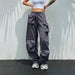 Color-Gray-Spring Niche Design High Waist Slimming Straight Pants Women Trendy Pocket Decorative Overalls-Fancey Boutique