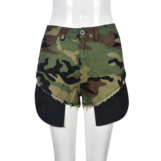 Color-Camouflage Green-Women Clothes Sexy Pocket Camouflage Zipper Personalized Work Clothes Shorts for Women-Fancey Boutique