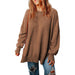 Color-Brown-Simple Solid Color Loose Pullover Top Women Autumn Multicolor Minimalism All Matching Hoodie-Fancey Boutique