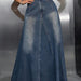 Women Clothing Retro Washed All Matching Jeans Skirt Length-Navy Blue-Fancey Boutique