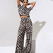 Slim Fit Crop Top Trousers Home Wear Leopard Print Pajamas Women Two Piece Set Can Be Worn outside-Fancey Boutique