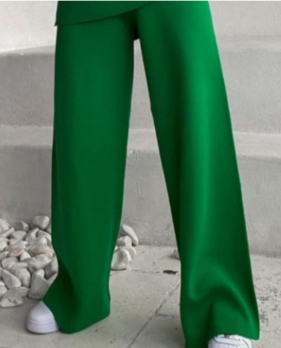 Color-Green Pants-Loose Casual Sweater Top Trousers Set-Fancey Boutique