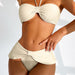 Color-Beige-Bikini Sexy Swimsuit Knotted Swimsuit Women Solid Color Swimsuit Stitching-Fancey Boutique