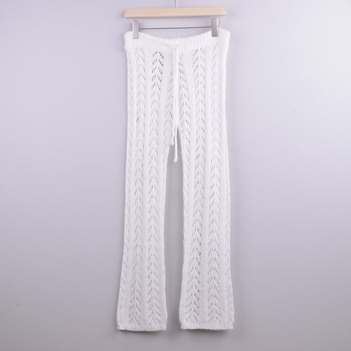 Color-White-Arrival Hollow Out Hollow Out Cutout out Hand Crochet Loose Wide Trousers Vacation Beach Pants Trousers-Fancey Boutique