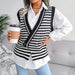 Color-Black-Stripe College Knitted Vest Sweater Women Clothing-Fancey Boutique