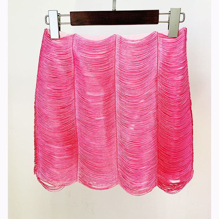 Color-Pink overskirt-Stars Tassel Short Jacket Skirt Set Pink Black-Fancey Boutique