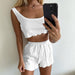Color-White-Summer Casual Women Suit Solid Color Hollow Out Cutout Design Sling Pajamas Home Wear-Fancey Boutique