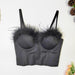 Feather Tube Top Small Sling Outer Wear Inner Wear Short Boning Corset Tight Wrapped Chest-Tank Top-Black-Fancey Boutique