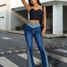 Color Contrast Stitching Edging High Waist Slimming Youthful Looking Skinny Denim Mop Trousers Women Pants Tide-Fancey Boutique