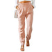 Color-Pink-Women Clothing Spring Ruffled Elastic Waist High Waisted Trousers-Fancey Boutique