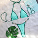 Color-Green-1-Sexy Bikini Patchwork Metal Accessories Pearl Women Split Swimsuit Vacation Swimsuit-Fancey Boutique