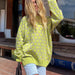 Round Neck Bee Sweater Autumn Winter Loose Lattice Pullover Sweater for Women-Yellow Purple-Fancey Boutique