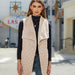 Color-Apricot-Women Clothing Autumn All Match Plush Stitching Cardigan Sleeveless Coat Vest Women-Fancey Boutique