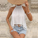 Summer Women Clothing White with Tassels Halter Short Top-Fancey Boutique