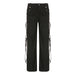 High Street Pocket Ribbon Stitching Straight Black Woven Pants Early Summer Sexy Low Waist Workwear Casual Pants-Fancey Boutique