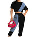 Color-Black-Denim Casual Set Denim Combination Casual Sports Set-Fancey Boutique