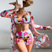 Color-Pattern 15-Swimsuit Women Split Three Piece Suit High Waist Long Sleeves Blouse Internet Celebrity Drawstring Suit-Fancey Boutique
