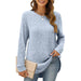 Color-Light Blue-Autumn Winter Solid Color Round Neck Long Sleeve Brushed Loose Fitting T Shirt Top Women-Fancey Boutique