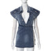 Color-Blue-Women Wear Summer Casual Street Sleeveless High Slit Denim Skirt Set Women-Fancey Boutique