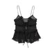 Women' Translucent Laminated Decoration Camisole Top Small Vest-Black-Fancey Boutique