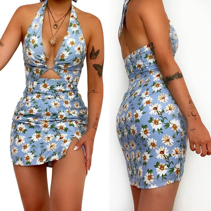 Summer Women Clothing Printed Sexy Halter Backless Dress Swimsuit-Fancey Boutique