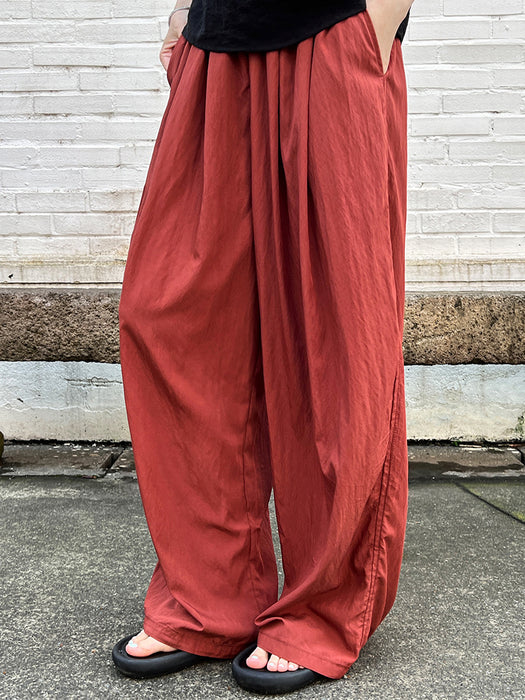 Thin Elastic Waist Drooping Wide Leg Pants Women Summer Relaxed Sense Mop Pants Yamamoto Pants-Retro Red-Fancey Boutique