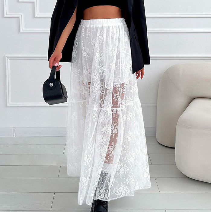 Sexy See Through Polyester Lace A Hem Office Spring Summer Dress Women-Fancey Boutique