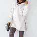 Color-Ivory-Women Clothing Long Sleeve Round Neck Fleece Lined Solid Color Pocket Loose Fitting Hoodie Long Sleeve-Fancey Boutique