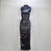 Color-Black-Women Clothing Summer Stand Collar Sleeveless Mid Length Drawstring Faux Leather Dress-Fancey Boutique