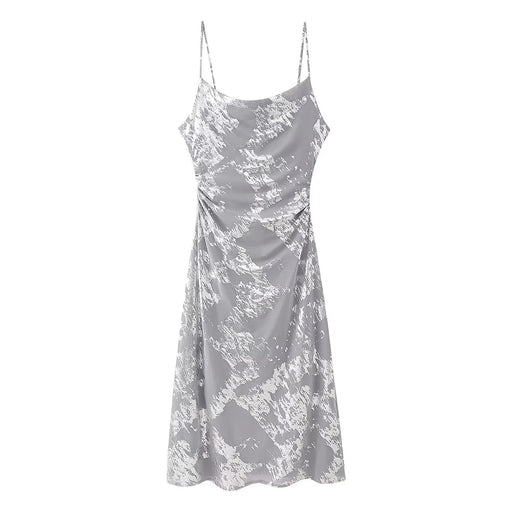 Color-Silver-【MOQ-5 packs】 Women Wear Winter Silver Silk Net Close Fitting Sling Dress-Fancey Boutique