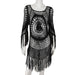 Color-Black-Shirt Long Sleeve Bikini Knitted Beach Cover Up Hand Crocheting Hollow Out Cutout Out Knitted Dress-Fancey Boutique