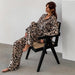 Autumn Leopard Print Long-Sleeved Trousers Women Homewear Loose Casual Comfortable Pajamas Suit-Fancey Boutique