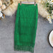 Color-Green-High Waist Stitching Tassels Slim-Fit Hip Skirt Party Pencil Skirt plus Size Women Skirt Skirt Plus Size-Fancey Boutique