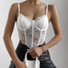 Color-White-Sexy Lace Steel Ring Diamond Boning Corset Cropped See through Sexy Decoration Vest for Women-Fancey Boutique