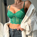 Color-Green-Sexy Street Simple Hollow Out Cutout Eyelashes Multi-Color Sexy Bra Vest-Fancey Boutique