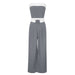 Color-Gray-Spring Summer Contrast Color Vest Wide Leg Work Pant Casual Two Piece Suit-Fancey Boutique