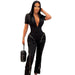 Sexy Summer Zipper Workwear with Pocket Jumpsuit-Black-Fancey Boutique