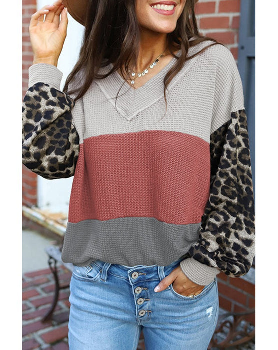 Color-Multi-Sweater Women Long Sleeve Autumn Leopard Splicing Street Pullover Sweater Women-Fancey Boutique
