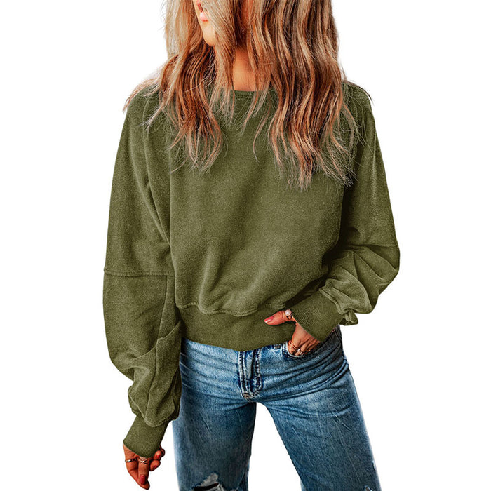Color-Green-Autumn Solid Color Pullover Long Sleeve Top Women Personalized Backless Pickled Sweater Women Clothing-Fancey Boutique