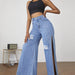 Women Traceable Jeans Ripped Split Women Jeans-Fancey Boutique